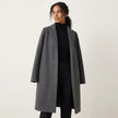 Coat Women Long Open Front Lapel Collar Straight Fit