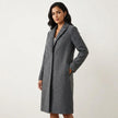Coat Women Long Open Front Lapel Collar Straight Fit