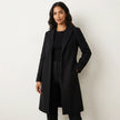 Coat Women Long Open Front Lapel Collar Straight Fit