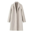 Coat Women Long Open Front Lapel Collar Straight Fit