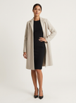 Coat Women Long Open Front Lapel Collar Straight Fit