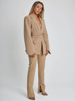 Blazer Women Tailored Belted Deep V-Neck Long Sleeve Formal