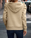 Hoodie Women Puff Shoulder Soft Knit Drawstring Hood