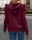 Hoodie Women Puff Shoulder Soft Knit Drawstring Hood