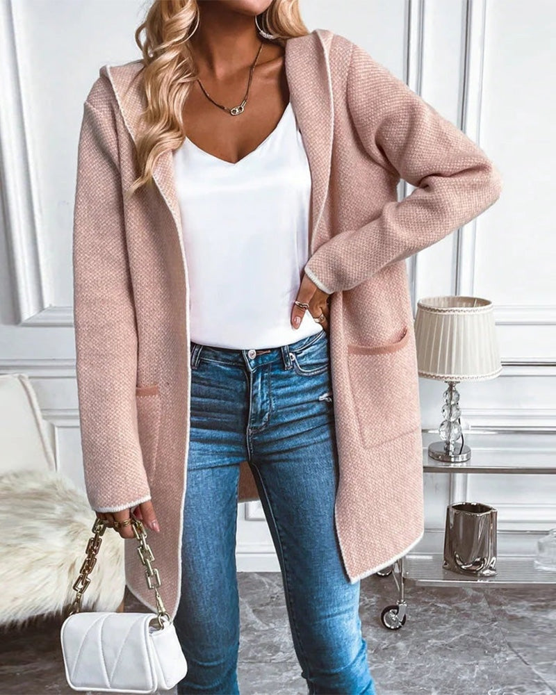 Long Cardigan Women Open Front Pockets Soft Mid-Length