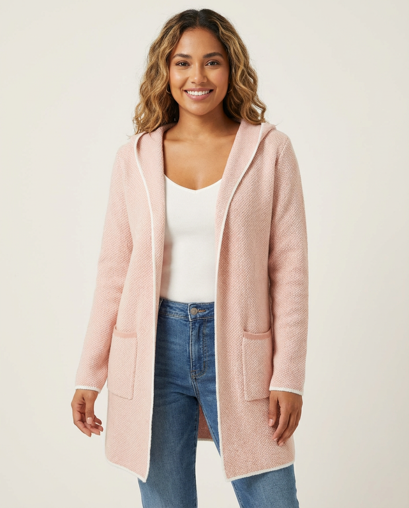 Long Cardigan Women Open Front Pockets Soft Mid-Length