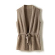 Sleeveless Vest Women Open Front Waist Tie Elegant Layering