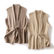 Sleeveless Vest Women Open Front Waist Tie Elegant Layering