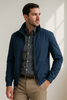 Lightweight Jacket Men Zip Front Stand-Up Collar Elastic Cuffs