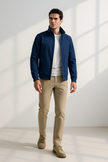 Lightweight Jacket Men Zip Front Stand-Up Collar Elastic Cuffs