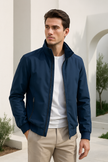 Lightweight Jacket Men Zip Front Stand-Up Collar Elastic Cuffs