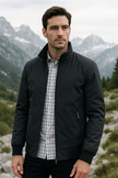 Lightweight Jacket Men Zip Front Stand-Up Collar Elastic Cuffs