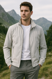 Lightweight Jacket Men Zip Front Stand-Up Collar Elastic Cuffs