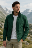 Lightweight Jacket Men Zip Front Stand-Up Collar Elastic Cuffs