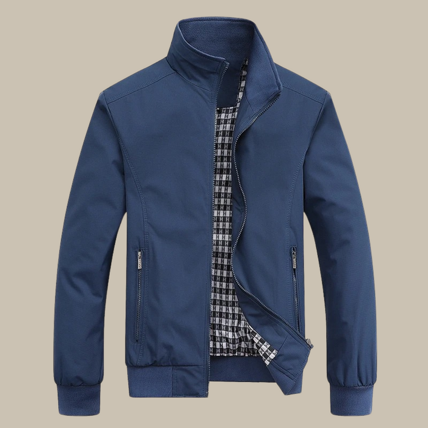 Lightweight Jacket Men Zip Front Stand-Up Collar Elastic Cuffs