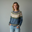 Fiona | Women's Patterned Crewneck Sweater with Crew-Neck Cozy Soft for Layering