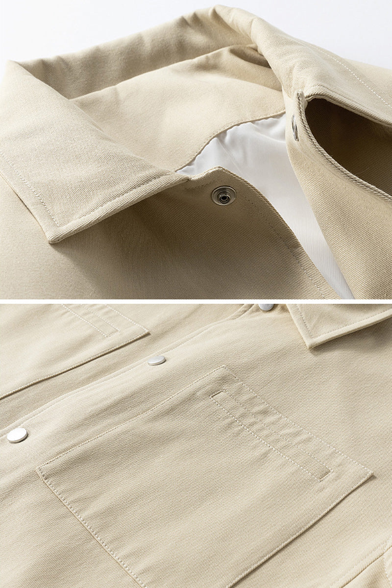 Utility Jacket Men Snap Button Classic Collar Regular Fit Hip Length