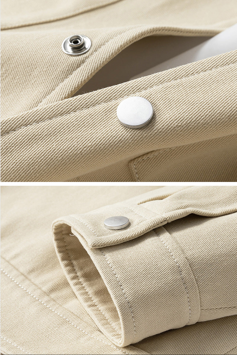 Utility Jacket Men Snap Button Classic Collar Regular Fit Hip Length