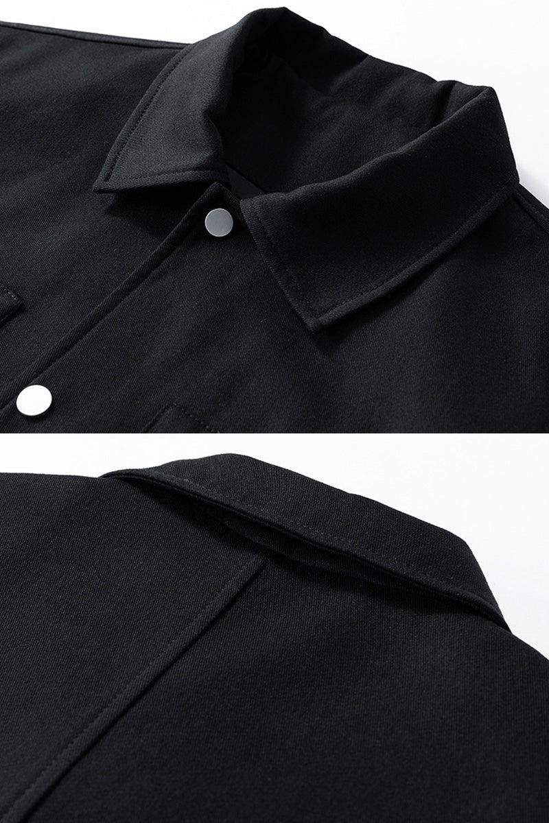 Utility Jacket Men Snap Button Classic Collar Regular Fit Hip Length