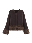 Jacket Women Faux Fur Trim Short Length Elegant