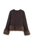 Jacket Women Faux Fur Trim Short Length Elegant