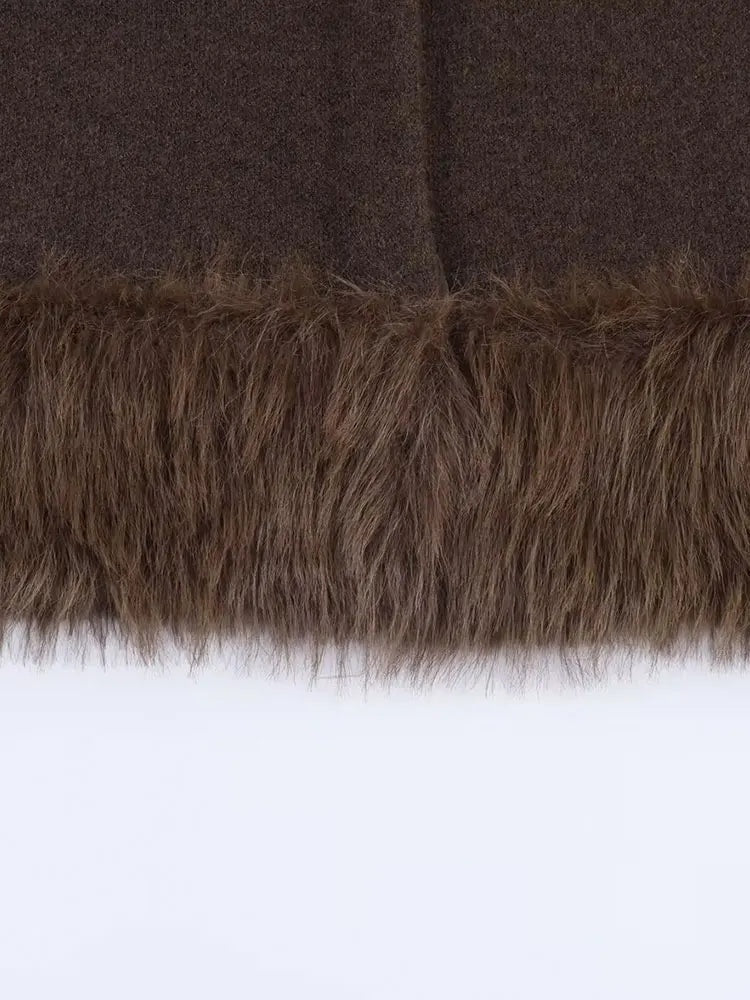 Jacket Women Faux Fur Trim Short Length Elegant