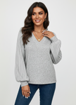 Knit Sweater Women V-Neck Fine-Gauge Soft Long Sleeve