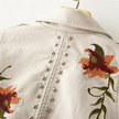 Leather Biker Jacket Women Floral Embroidered