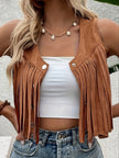 Fringe Gilet Women Suede Look Sleeveless Bohemian Vest