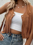 Fringe Gilet Women Suede Look Sleeveless Bohemian Vest