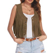 Fringe Gilet Women Suede Look Sleeveless Bohemian Vest