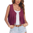 Fringe Gilet Women Suede Look Sleeveless Bohemian Vest