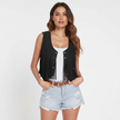 Fringe Gilet Women Suede Look Sleeveless Bohemian Vest