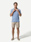 FJØRNA men's casual short-sleeve button-up shirt, full-body image, lightweight summer tops, stylish and comfortable for warm weather.