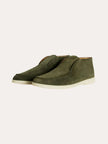Men's deep green suede loafers by FJØRNA, classic slip-on shoes with a smooth suede finish and comfortable design.