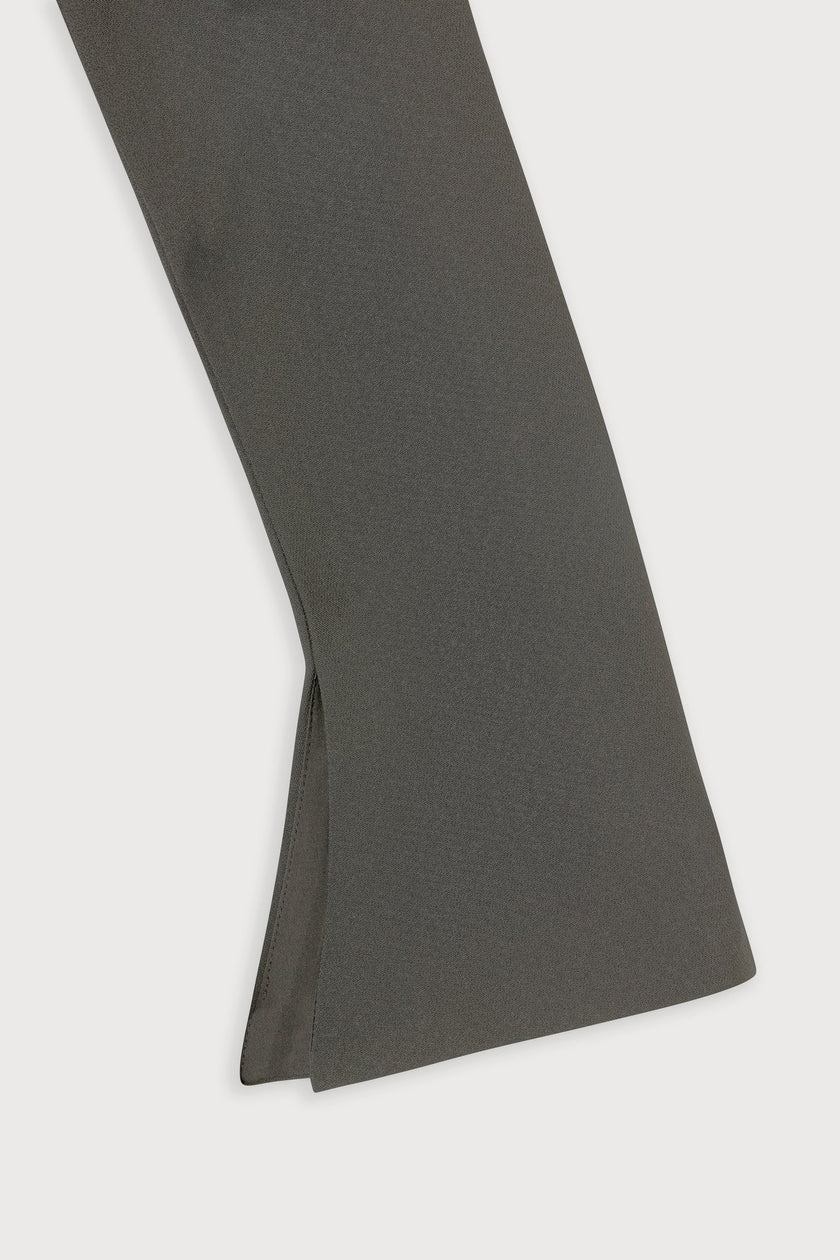 FJØRNA women's slate grey split sleeve mini dress with stylish detail, perfect for party or daytime wear.