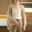 Knit Cardigan Women 2-in-1 Scarf Wrap Soft Open Front