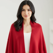Knit Cardigan Women 2-in-1 Scarf Wrap Soft Open Front