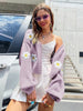 Knit Cardigan Women Floral Appliqué Relaxed Fit Open Front