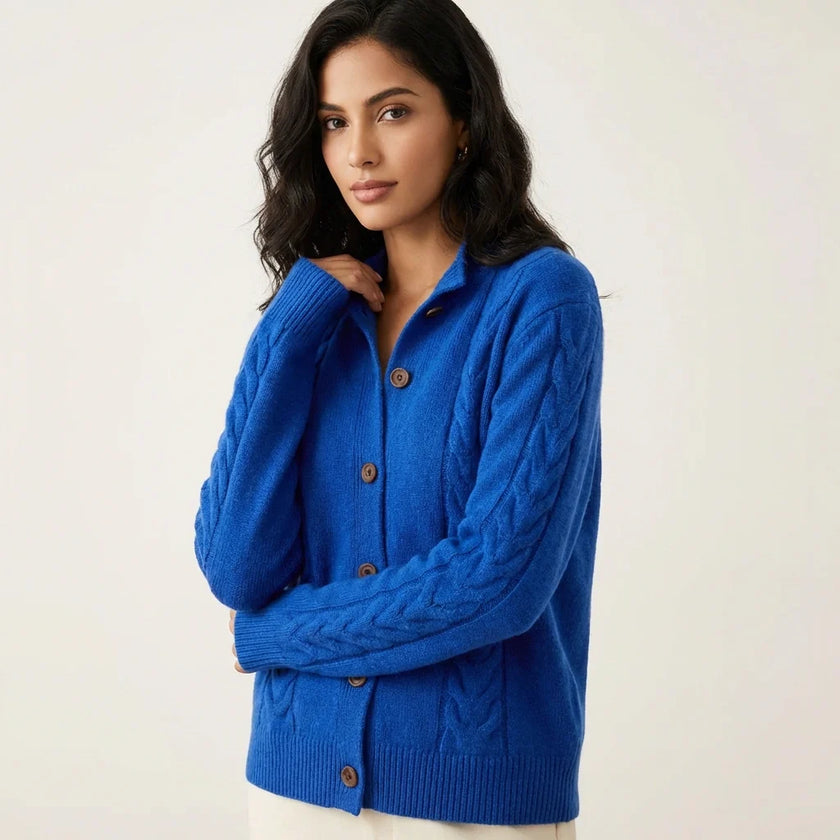 Cable Knit Cardigan Women Button Front Relaxed Fit