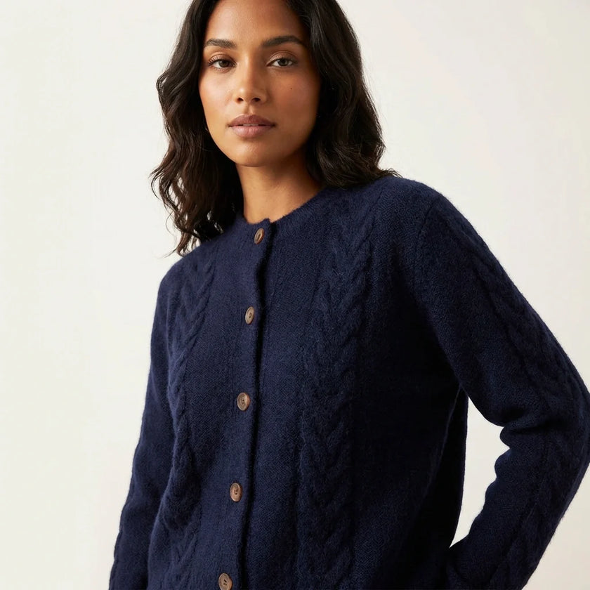 Cable Knit Cardigan Women Button Front Relaxed Fit