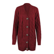 Longline Cable Knit Cardigan Women Button Front