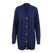 Longline Cable Knit Cardigan Women Button Front