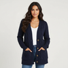 Longline Cable Knit Cardigan Women Button Front