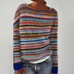 Knit Sweater Women Colourful Striped Relaxed Fit Long Sleeve