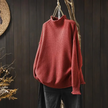 Knit Sweater Women Textured Relaxed Fit High Neck