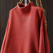 Knit Sweater Women Textured Relaxed Fit High Neck