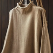 Knit Sweater Women Textured Relaxed Fit High Neck