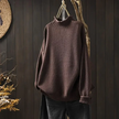 Knit Sweater Women Textured Relaxed Fit High Neck