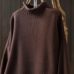Knit Sweater Women Textured Relaxed Fit High Neck